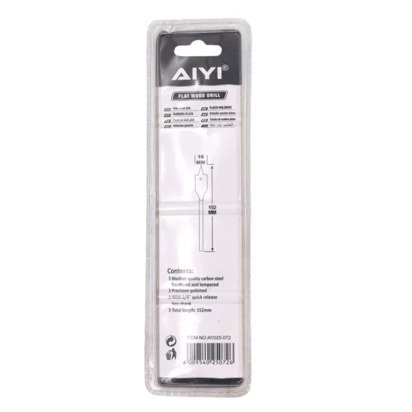 AIYI 16mm Flat Wood Drill Bit - Spade Paddle Bit for Woodworking AY025-072
