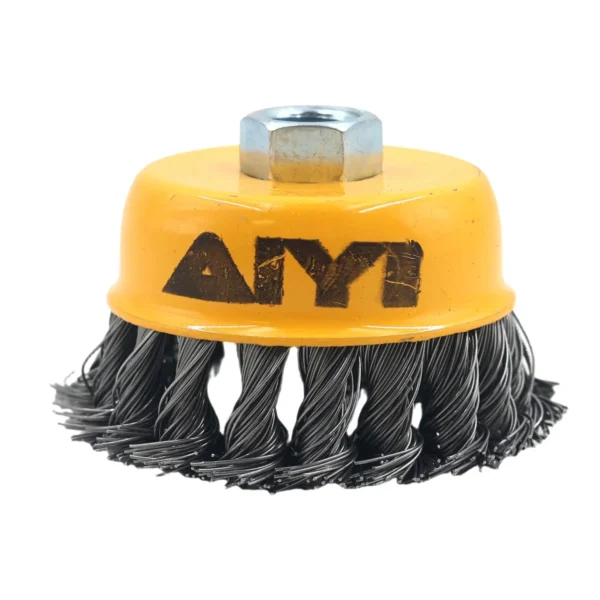 AIYI 3" Twisted Wire Cup Brush M14, Heavy Duty Steel Wire Brush AY001-695