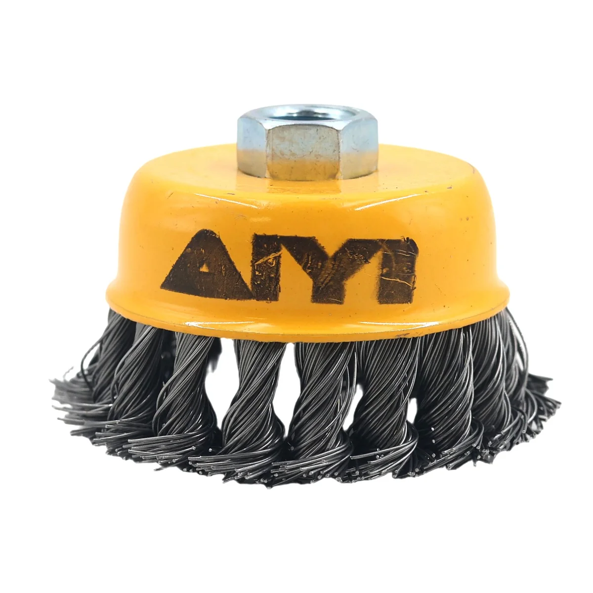 AIYI 3" Twisted Wire Cup Brush M14, Heavy Duty Steel Wire Brush AY001-695
