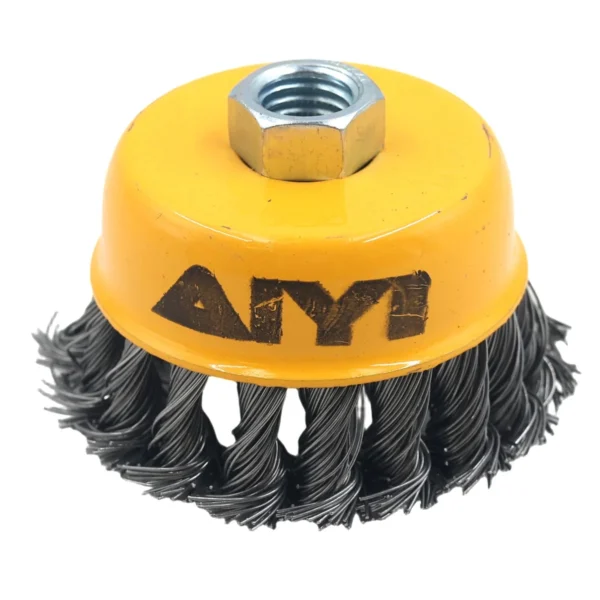 AIYI 3" Twisted Wire Cup Brush M14, Heavy Duty Steel Wire Brush AY001-695