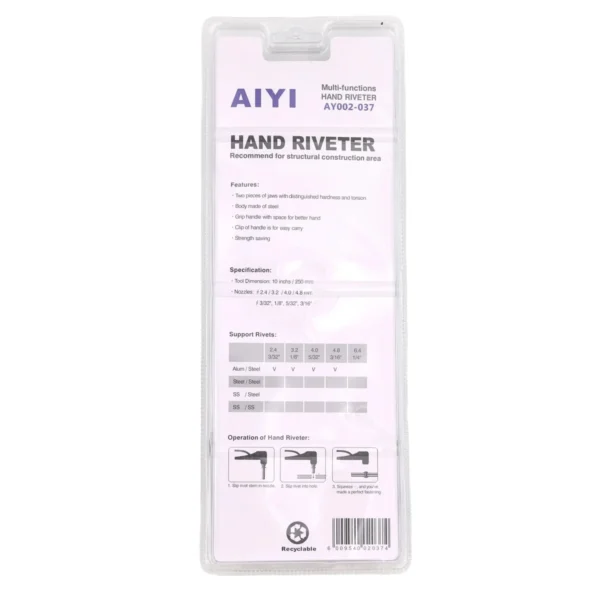 AIYI 10 Inch Hand Riveter Multi-Function Rivet Gun AY002-037