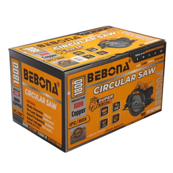 Bebona 1800W Circular Saw 185mm Blade Diameter, 5500r/min High-Speed Electric Wood Cutting Saw AY001-999