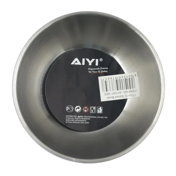 AIYI White Stainless Steel Mixing Bowl 17cm, Colour Coated Exterior Kitchen Bowl AY097-665