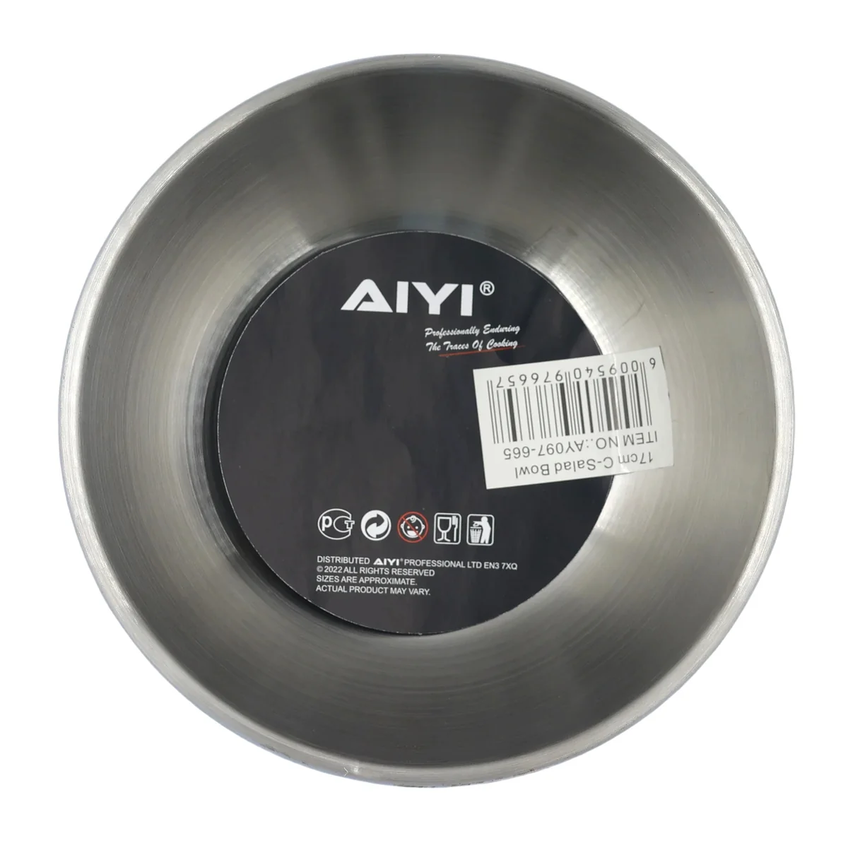 AIYI White Stainless Steel Mixing Bowl 17cm, Colour Coated Exterior Kitchen Bowl AY097-665 - Image 3
