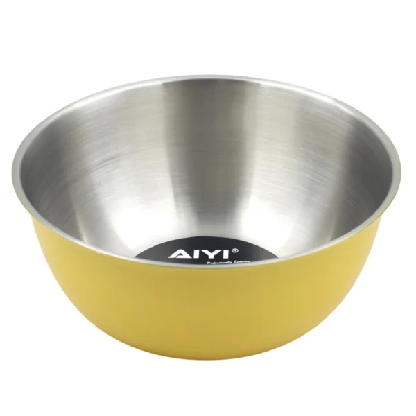 AIYI Yellow Stainless Steel Mixing Bowl 20cm, Yellow Colour Coated Kitchen Bowl AY097-666