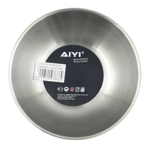 AIYI Yellow Stainless Steel Mixing Bowl 20cm, Yellow Colour Coated Kitchen Bowl AY097-666