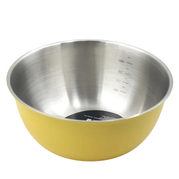 AIYI Yellow Stainless Steel Mixing Bowl 20cm, Yellow Colour Coated Kitchen Bowl AY097-666