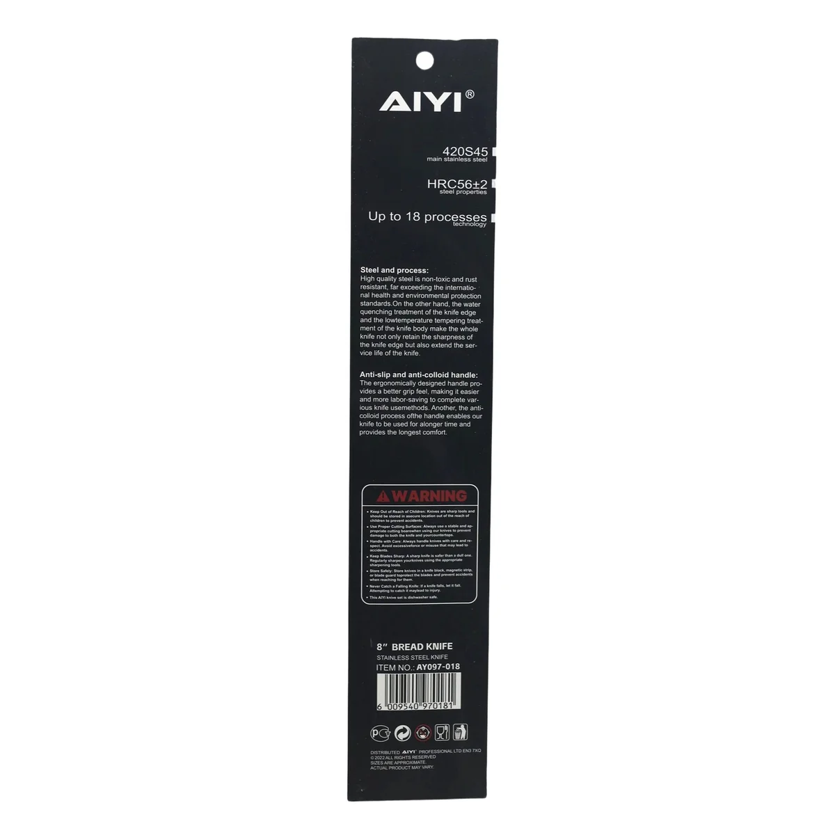 AIYI 8-Inch Bread Knife with Plastic Handle AY097-018 - Image 5
