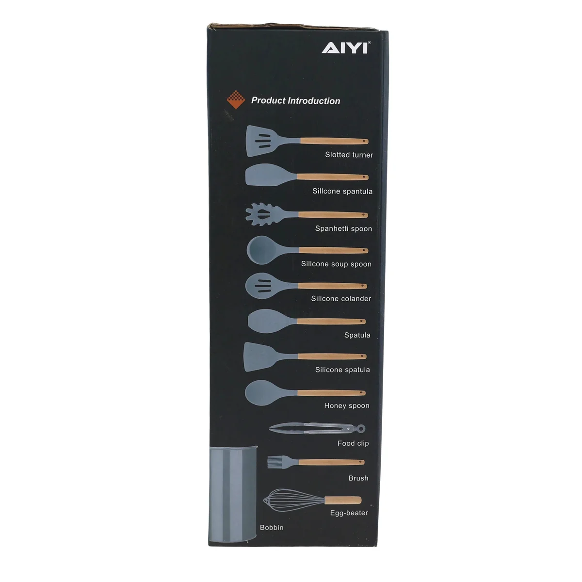 AIYI 12-Piece Silicone Kitchen Utensil Set with Wooden Handles and Storage Holder AY097-010 - Image 4