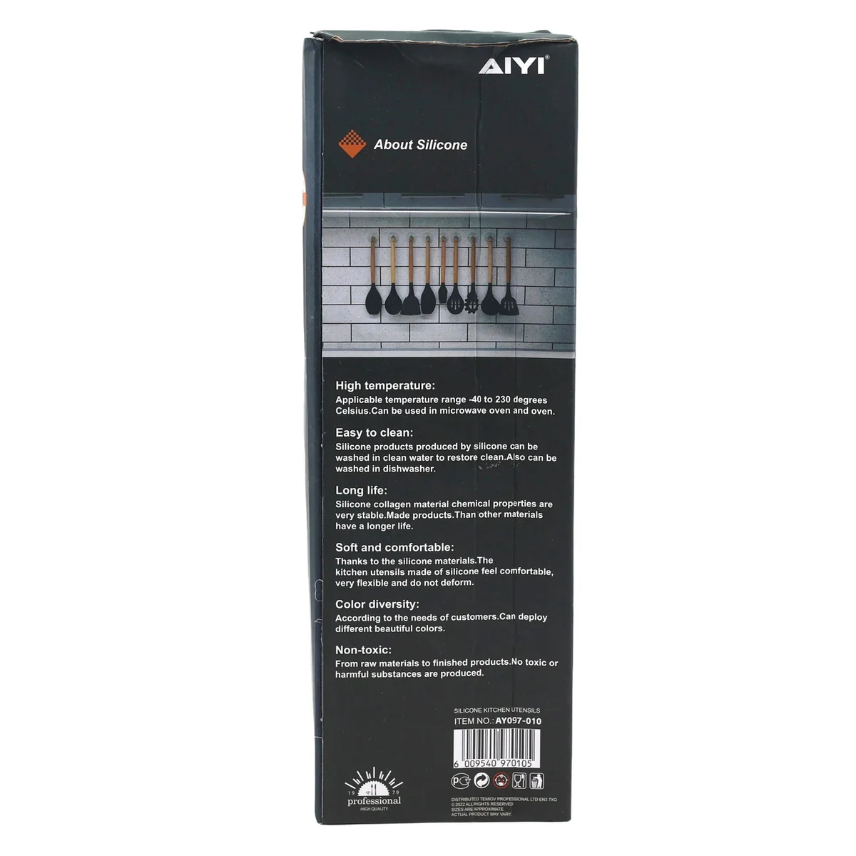 AIYI 12-Piece Silicone Kitchen Utensil Set with Wooden Handles and Storage Holder AY097-010 - Image 5