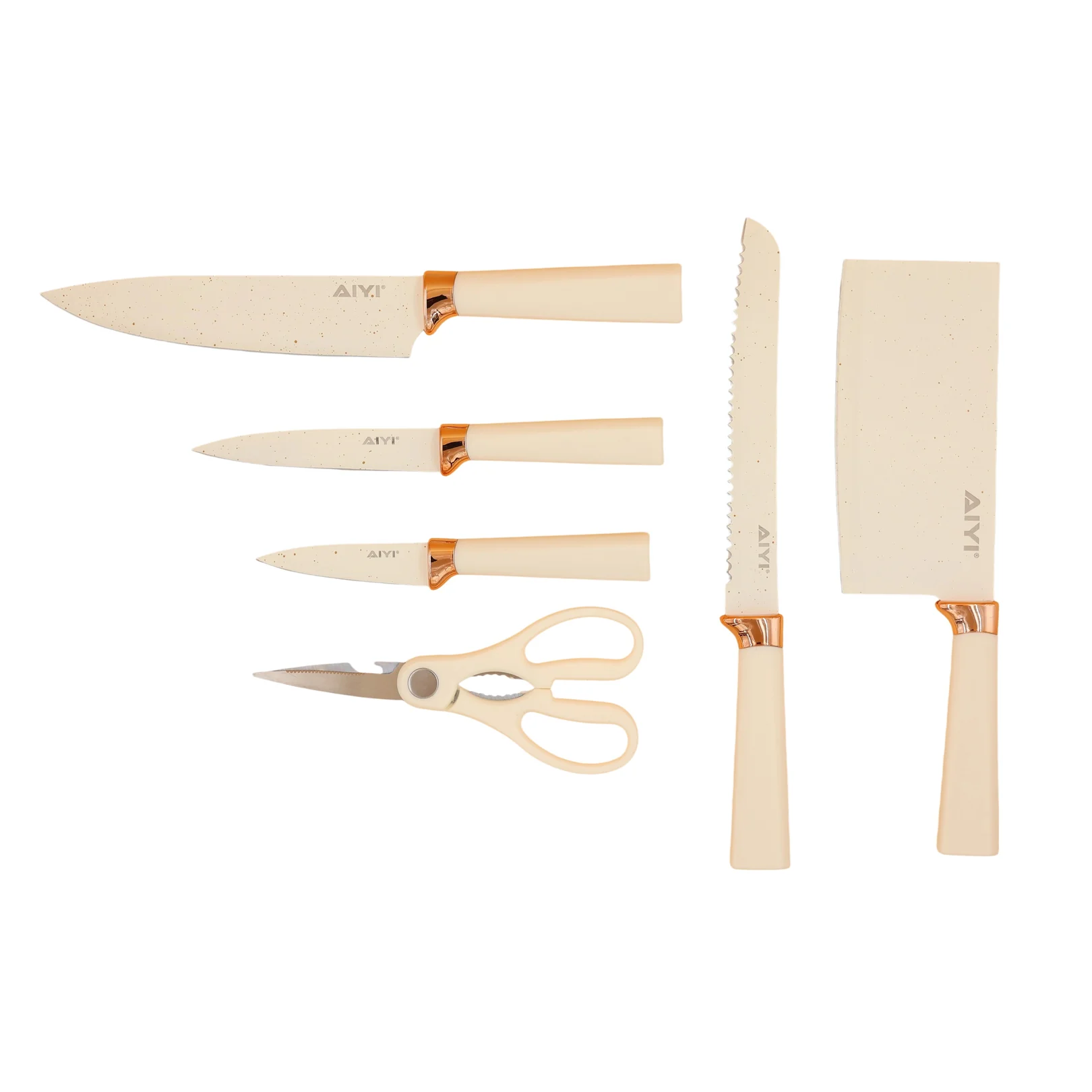 AIYI 6-Piece Premium Kitchen Knife Set with Block White AY097-013