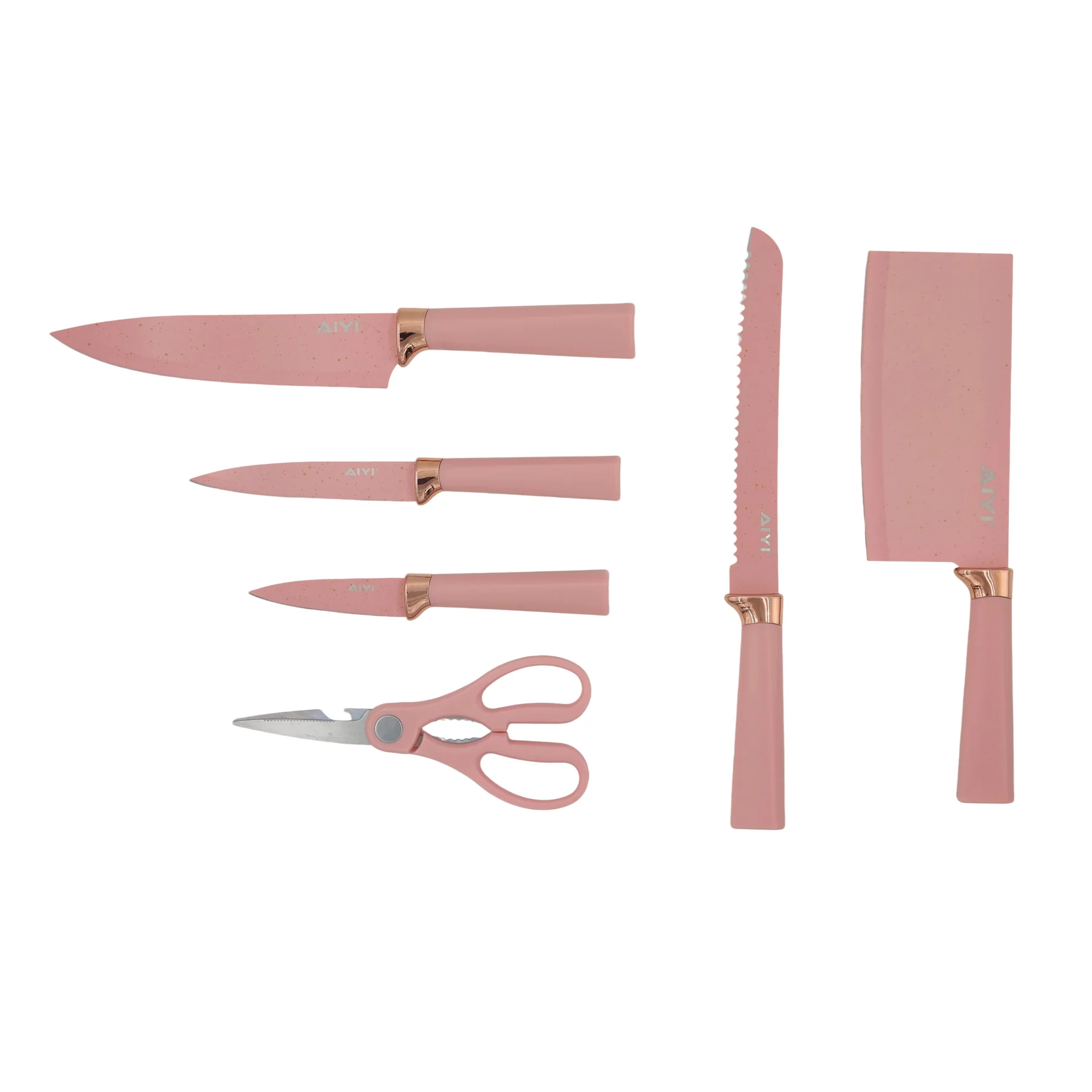 AIYI 6-Piece Premium Kitchen Knife Set with Block Pink AY097-013