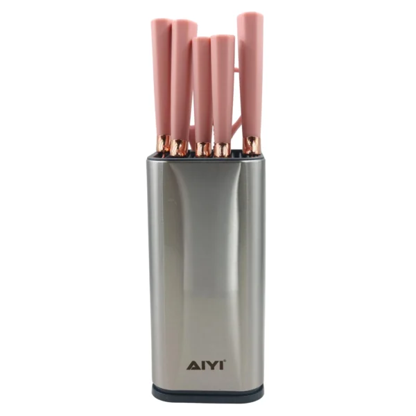 AIYI 6-Piece Premium Kitchen Knife Set with Block Pink AY097-013