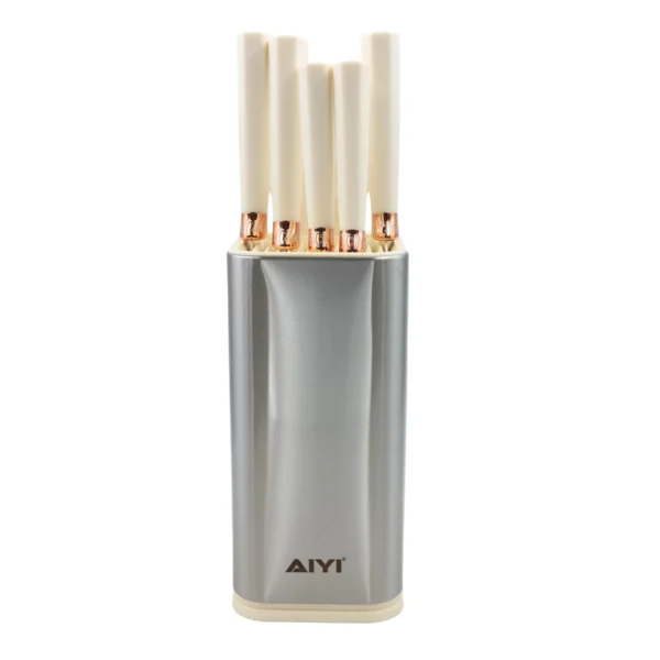 AIYI 6-Piece Premium Kitchen Knife Set with Block White AY097-013