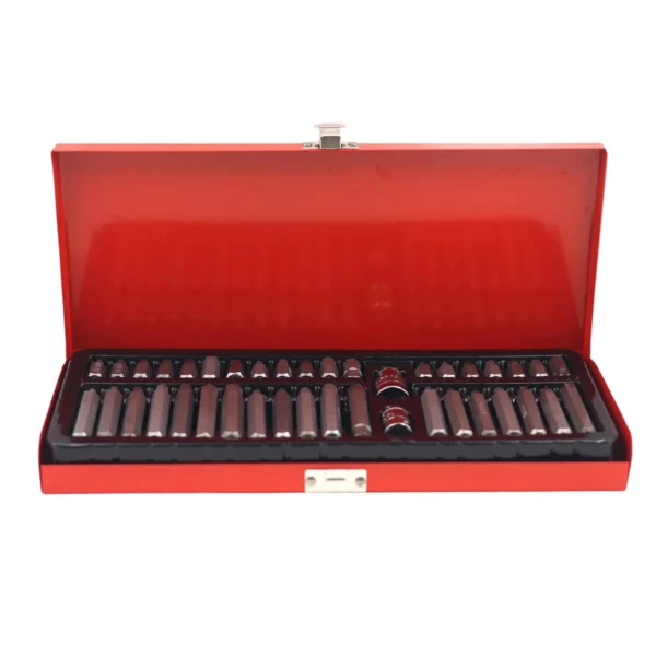 AIYI 40 Piece CR-V Torx Bit Set in Red Metal Case, Hex Spline Torx AY187-002