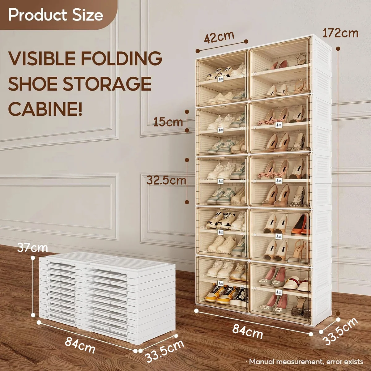 10 Layer 2 Column Large Shoe Storage Cabinet with Magnetic Doors AY067-002 - Image 3