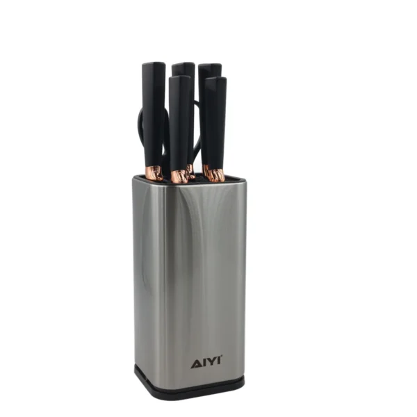 AIYI 6-Piece Premium Kitchen Knife Set with Block Black AY097-013