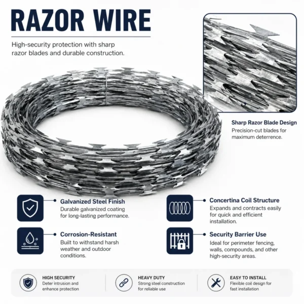 Razor Wire, Barbed Wire Security Barrier 5kg Roll AY006-042