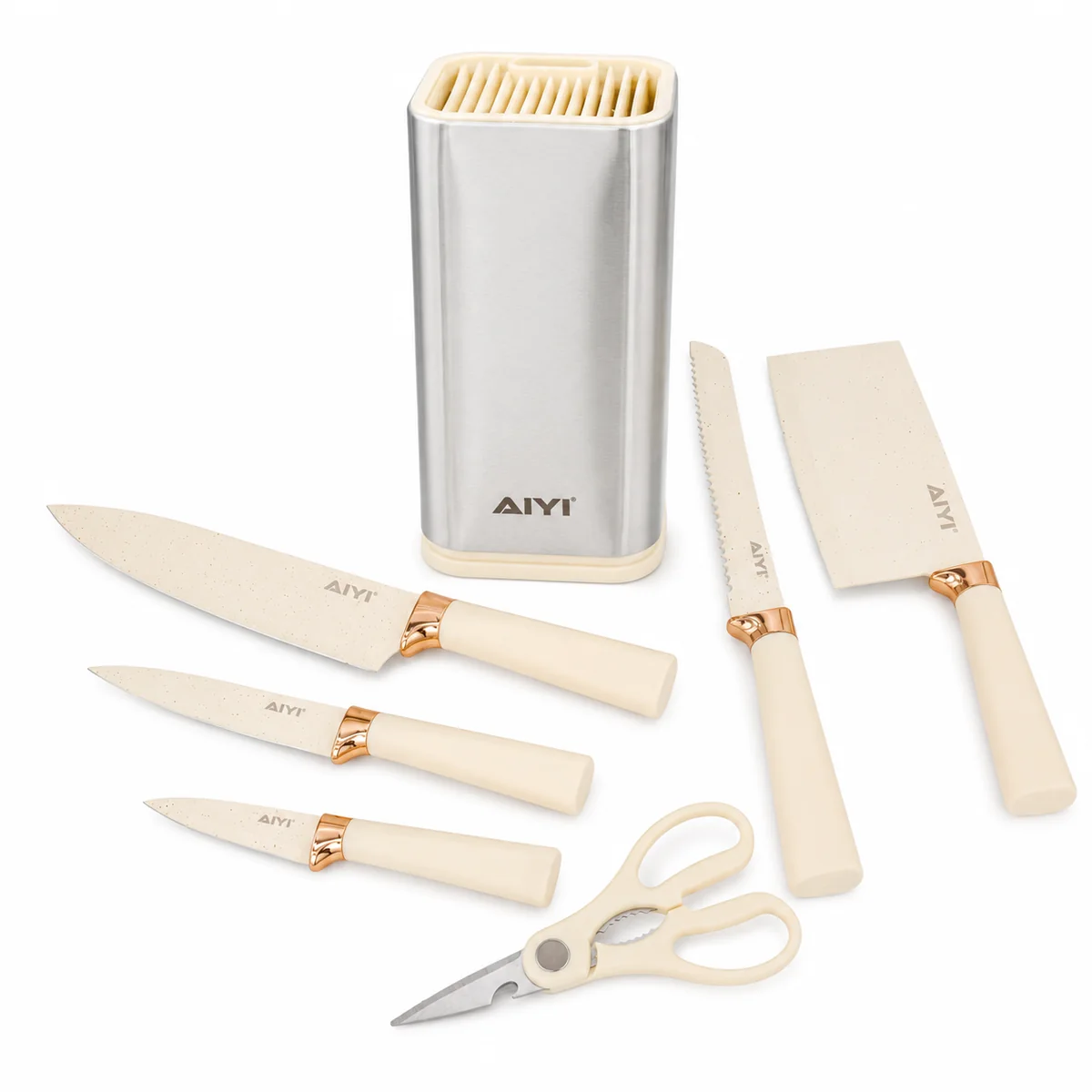 AIYI 6-Piece Premium Kitchen Knife Set with Block White AY097-013 - Image 2