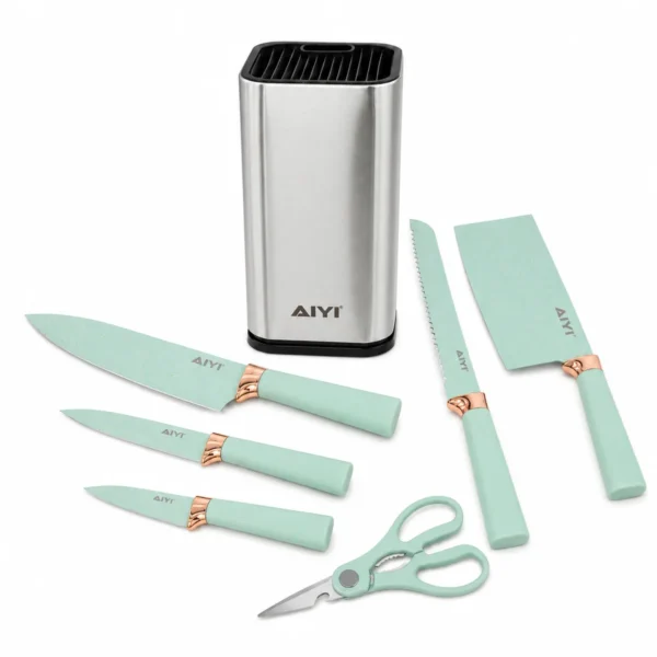 AIYI 6-Piece Premium Kitchen Knife Set with Block White AY097-013