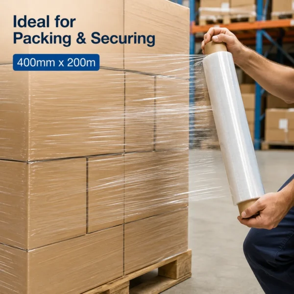 Kington Clear Stretch Wrap Film 400mm x 200m - 12 Pack AY265-001
