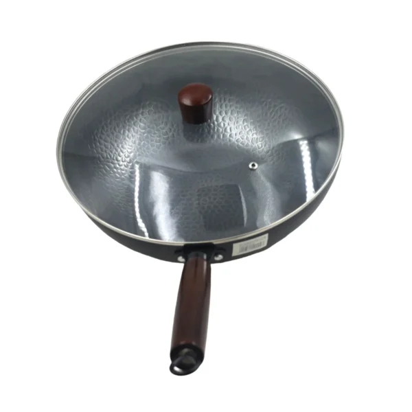 Hand hammered wok with glass lid AY129-009