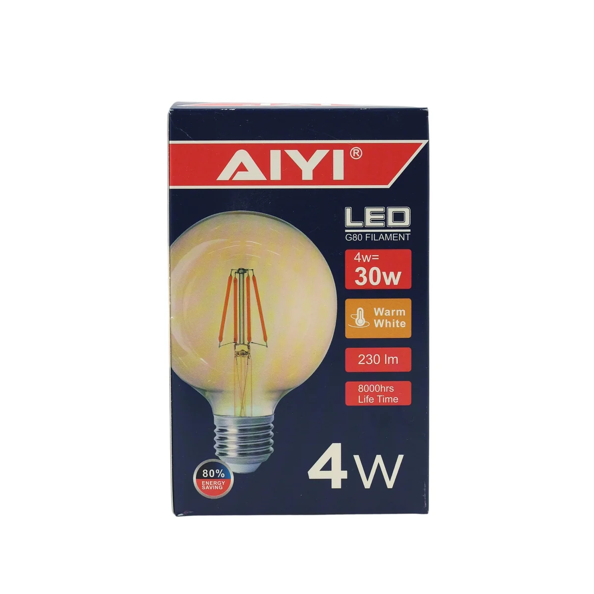 10-Pack AIYI LED Filament Globe G80 – 4W E27 Warm White 2700K AY398-005 - Image 6