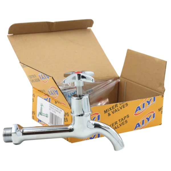 AIYI 2-Piece Long Neck Wall Taps - Hot & Cold Pair AY406-038
