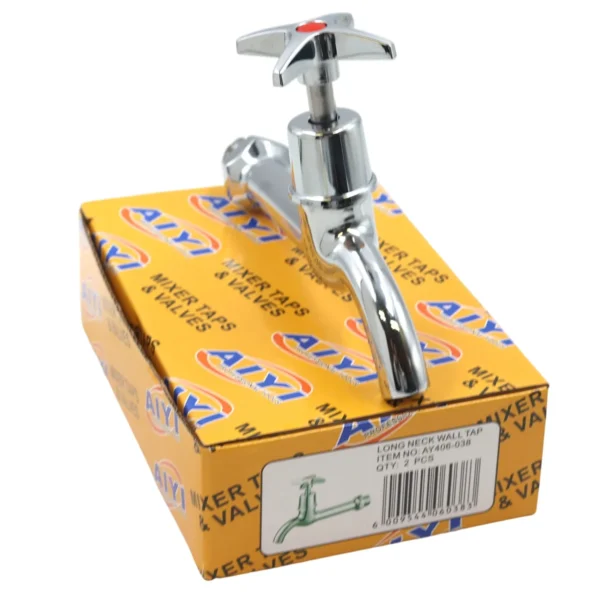 AIYI 2-Piece Long Neck Wall Taps - Hot & Cold Pair AY406-038