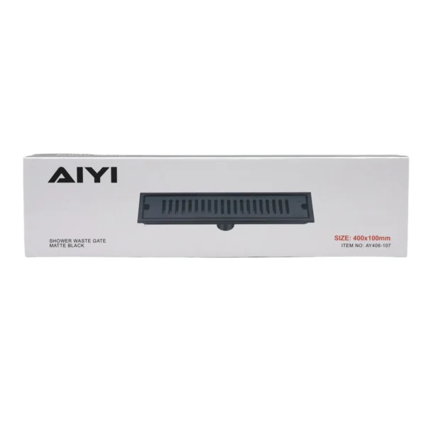 AIYI 40cm Rectangular Shower Drain - Matte Black AY406-107