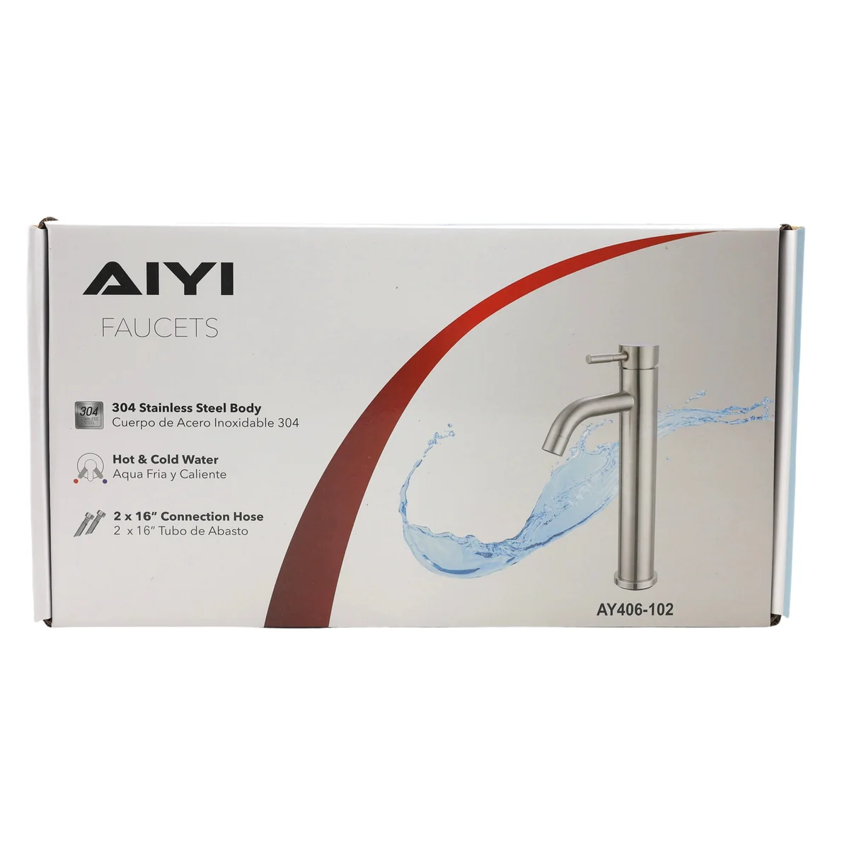 AIYI Tall Basin Mixer Tap - Brushed Stainless Steel SUS304 AY406-102 - Image 5