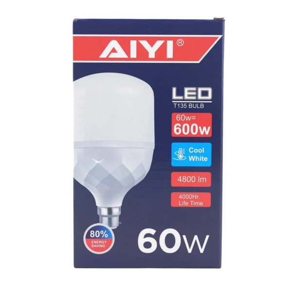 AIYI B22 LED Bulb 60W, Extra Large T135 13.5cm Wide, 6500K Cool White, 4800LM Lamp AY398-091