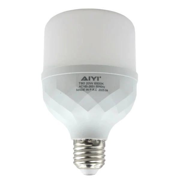 AIYI E27 LED Bulb 20W, Large T80 8cm Wide, 6500K Cool White, 1600LM Lamp AY398-082