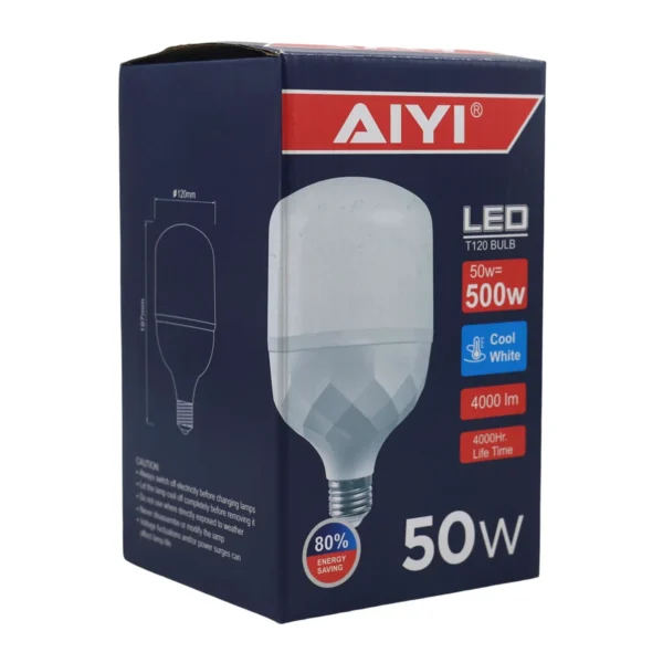 AIYI E27 LED Bulb 50W, Extra Large T120 12cm Wide, 6500K Cool White, 4000LM Lamp AY398-088