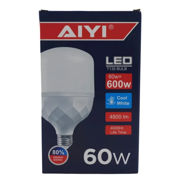 AIYI E27 LED Bulb 60W, Extra Large T135 13.5cm Wide, 6500K Cool White, 4800LM Lamp AY398-090