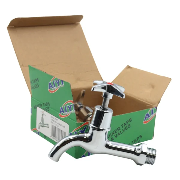 AIYI 2-Piece Short Neck Wall Taps - Hot & Cold Pair AY406-058