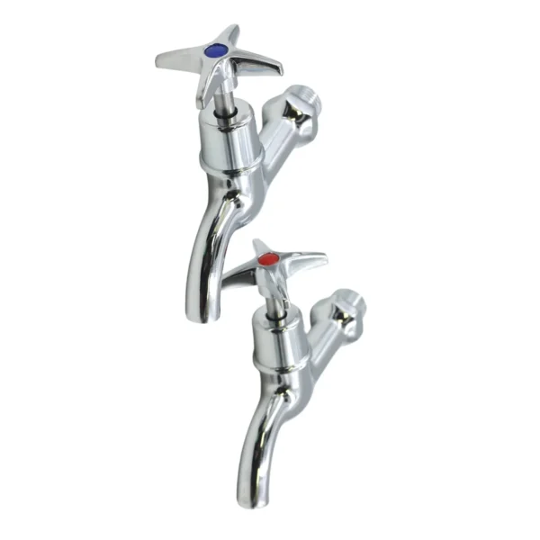 AIYI 2-Piece Short Neck Wall Taps - Hot & Cold Pair AY406-058