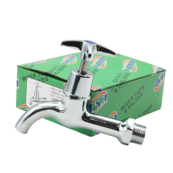 AIYI 2-Piece Short Neck Wall Taps - Hot & Cold Pair AY406-058