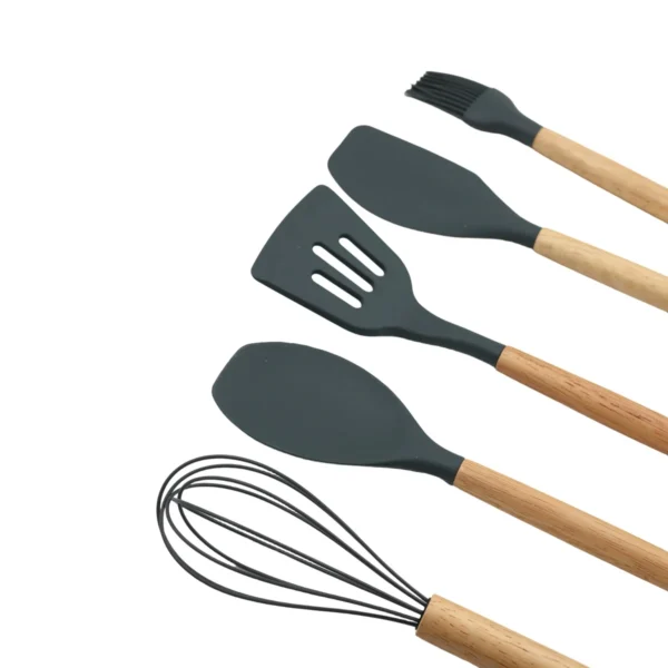 AIYI 5-Piece Silicone Kitchen Utensil Set with Wooden Handles AY097-701