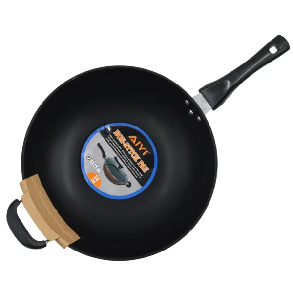 AIYI 34cm Non-Stick Aluminium Wok with Glass Lid AY129-015