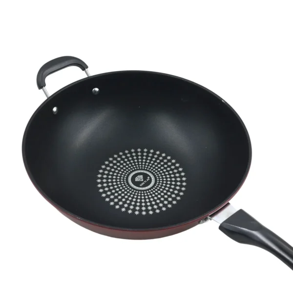 AIYI 34cm Non-Stick Aluminium Wok with Glass Lid AY129-015