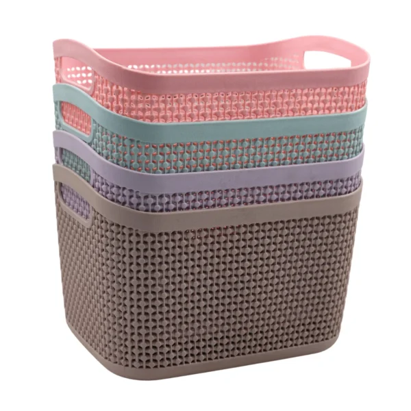 Plastic Storage Basket 27.5x20x18cm - Multi-Purpose Organiser with Handles AY209-026