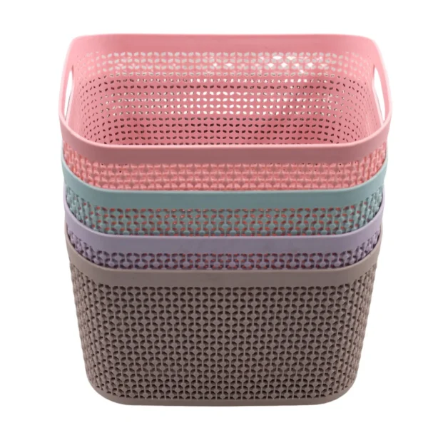 Plastic Storage Basket 27.5x20x18cm - Multi-Purpose Organiser with Handles AY209-026