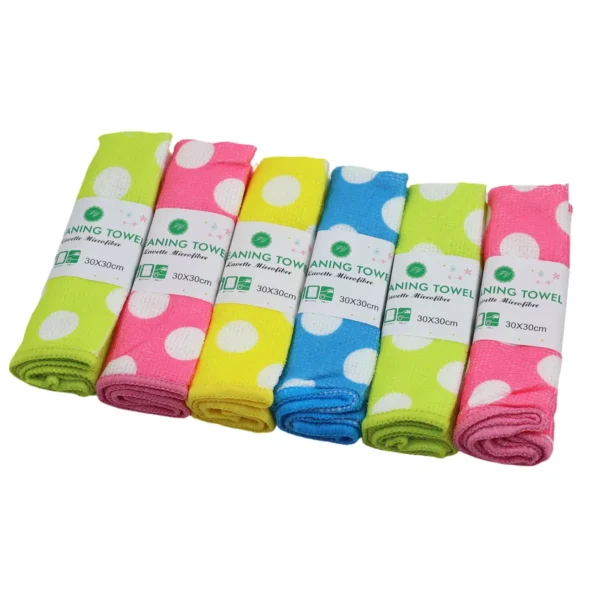 6 Piece Microfibre Cleaning Cloths 30x30cm, Multi-Purpose Cleaning Towels AY226-005