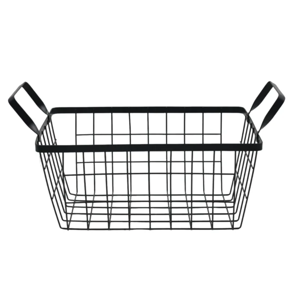 Metal Wire Storage Basket with Handles - Rectangular Organiser Tray AY389-024