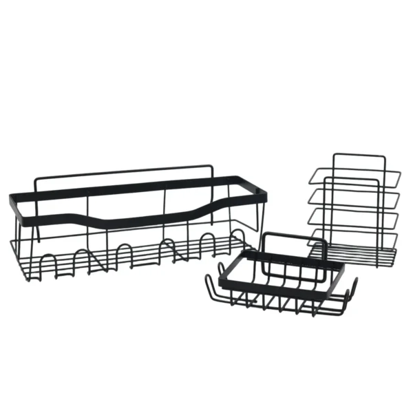 3-Piece Wall Mounted Bathroom Storage Rack Set, No Drill Adhesive Shower Caddy & Organiser AY389-022