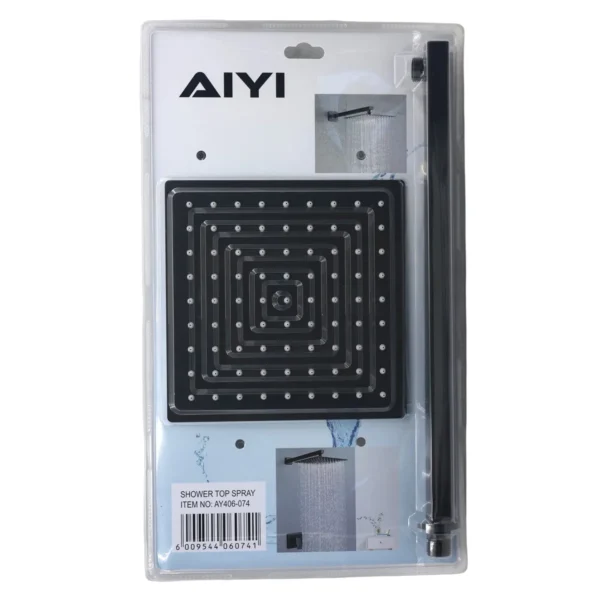 AIYI 8-Inch Square Shower Head Set, 40cm Arm & Rain Shower Head AY406-074