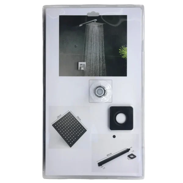 AIYI 8-Inch Square Shower Head Set, 40cm Arm & Rain Shower Head AY406-074