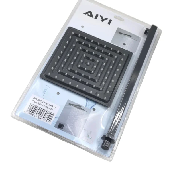 AIYI 8-Inch Square Shower Head Set, 40cm Arm & Rain Shower Head AY406-074