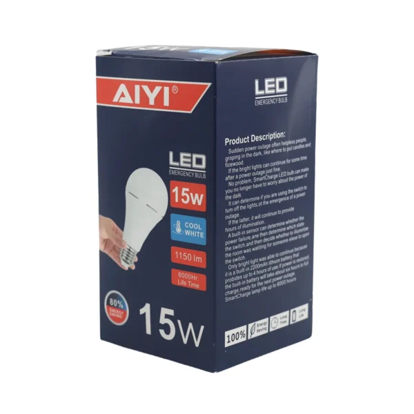 AiYi LED Emergency Bulb 165-265V 6500k 15W E27 AY398-056